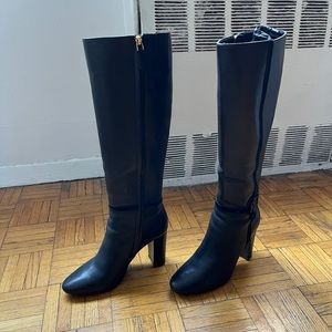 Ralph Lauren Marion burnished woman leather boots in black
